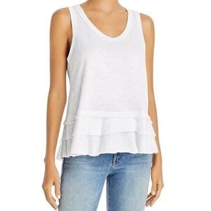 WILT White Ruffle Hem Tank Top Sleeveless Layered Tee Size S NWT